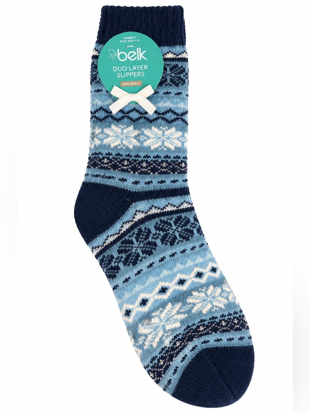 belk Blue and Navy Patterned Duo-Layer Nordic Socks